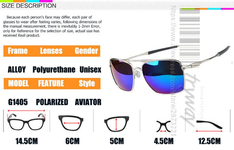 Polarized Aviator glasses 59mm Driving eyewear Police lifestyle UV400 Oculos de sol Classic glasses